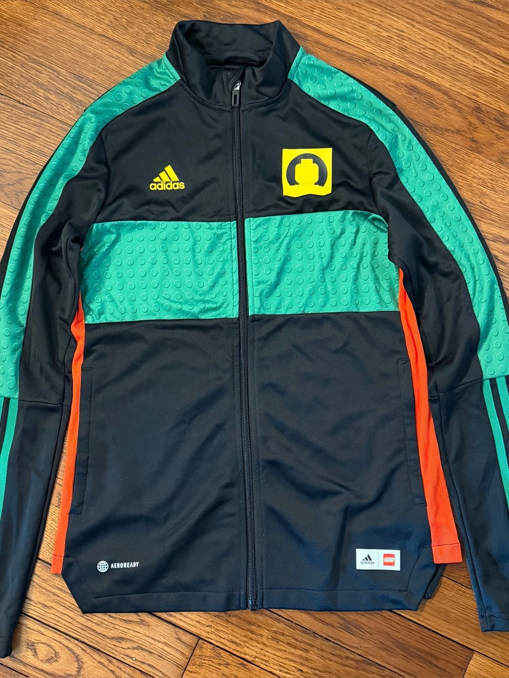 Adidas Black, Teal & Red Zip Track Jacket Set with Yellow Logos (boys)
